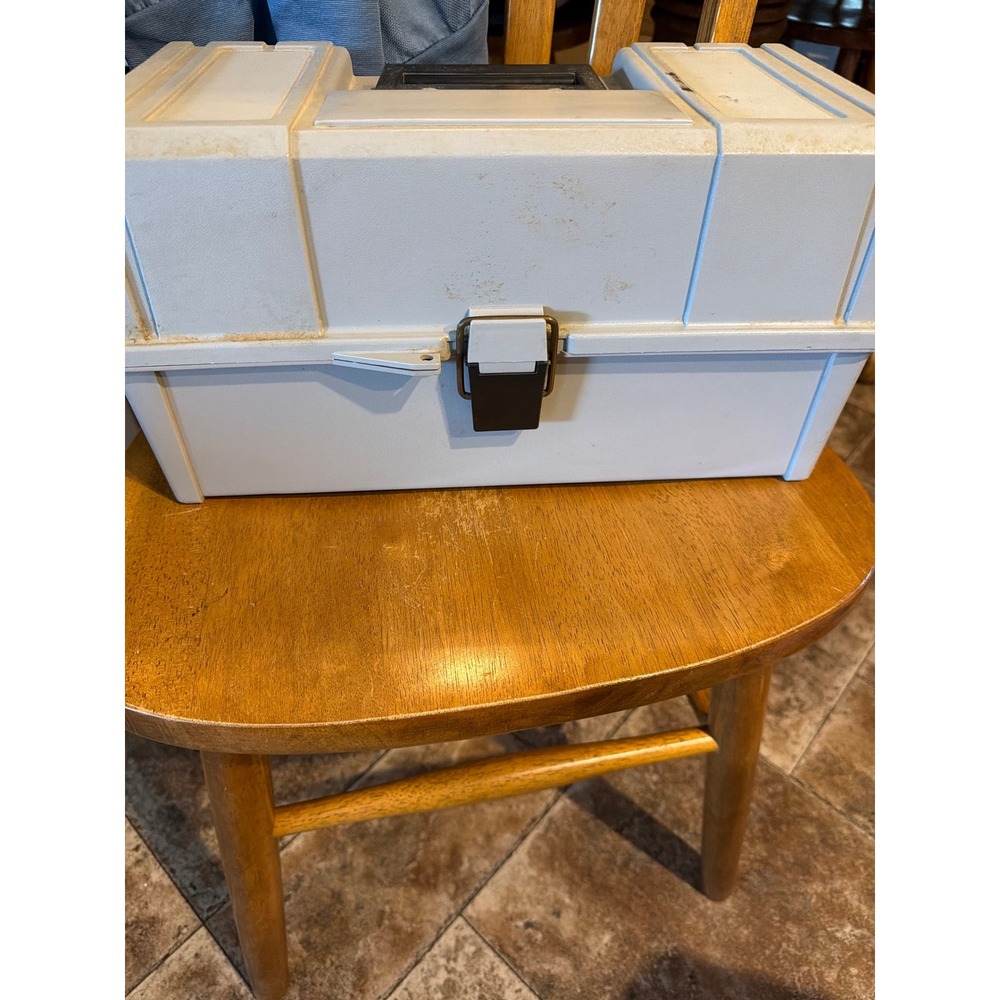 Vintage Plano 3-Tray Tackle Box Light Gray Plastic Craft Tool Organizer Storage